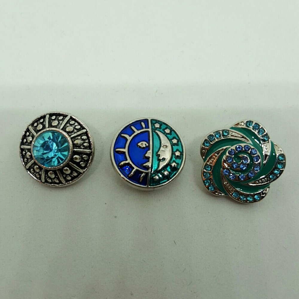 Set of three snap charms for snap bracelet